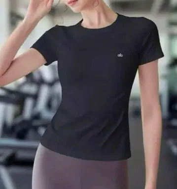 ALO YOGA 블랙 숏 슬리브 상의 L 사이즈
