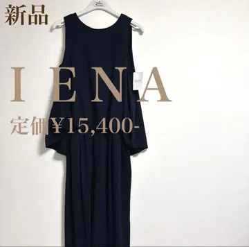 택 포함 새상품 IENA 이에나 트리아세테이트 혼방 올인원 네이비 38