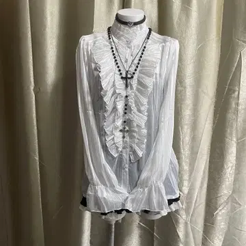 프릴 블라우스 비침 라메 라인 클래식 로리타 페어리 그런지