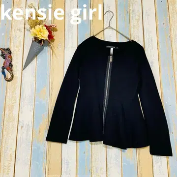 [kensie girl] 블랙 집업 페플럼 자켓 L