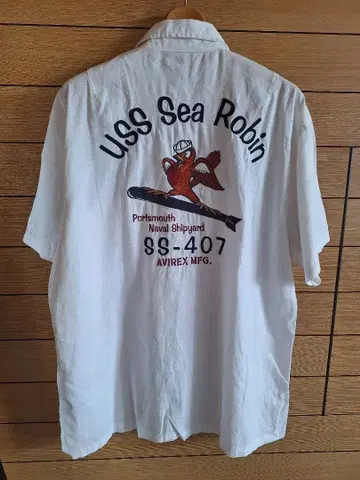 AVIREX 반팔 셔츠 USS Sea Robin 2XL 자수