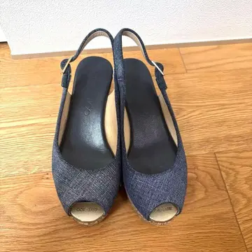 JIMMY CHOO 데님 웨지솔 샌들
