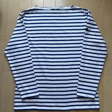 SAINT JAMES 웨쌍 보더 긴팔 T셔츠 화이트/파랑 T3