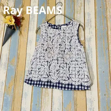 [Ray BEAMS] 깅엄 체크 블라우스 슬리브리스 레이스 S