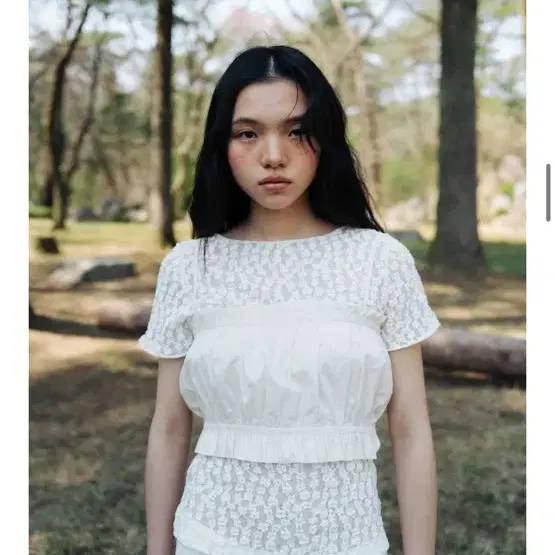 모노하 monoha 레이스 반팔 티셔츠