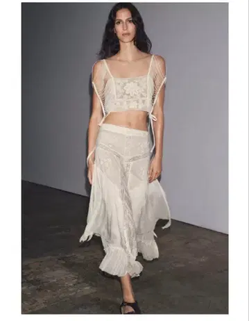 LIMITED EDITION 자수 레이스 콤비네이션 스커트 ZARA