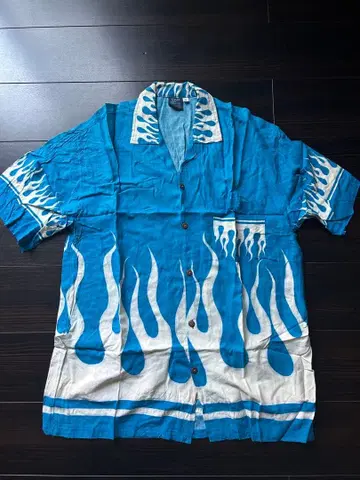 올 패턴 셔츠 하와이안 셔츠 파이어 패턴 반팔 XL