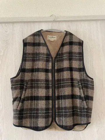 L.L.Bean 체크 무늬 보아 베스트 USA제 L 사이즈 빈티지