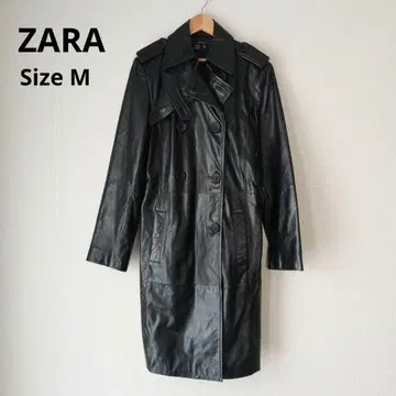 ZARA BASIC 천연 가죽 트렌치코트 블랙 M 새상품급 아우터