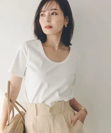 [anuans] 실크 터치 코튼 U넥 T