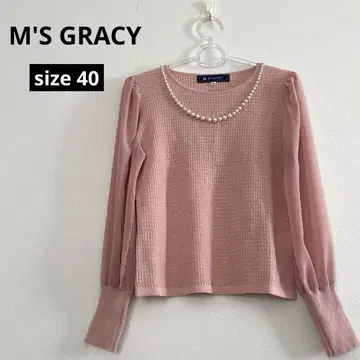 M'S GRACY 엠즈 그레이시 펄 장식 긴팔 니트 핑크 40