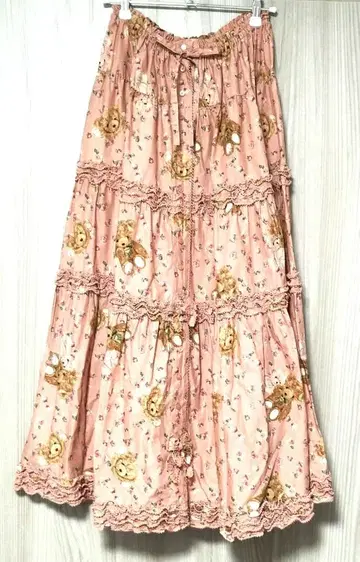 [ 새상품 ] PINK HOUSE 테디베어 로즈 패턴 롱 스커트