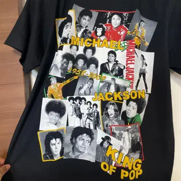 Michael Jackson 포토 프린트 T셔츠 블랙