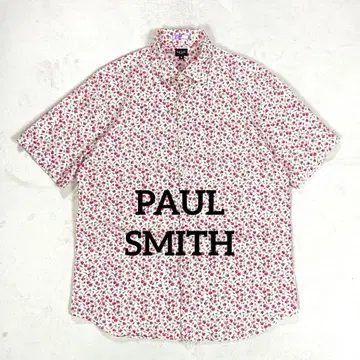 새상품급 Paul Smith 코튼 꽃무늬 반팔 셔츠 M 올 패턴 플라워 무늬