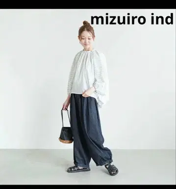 미즈이로 인드 스트라이프 벌룬 셔츠 블라우스 프리