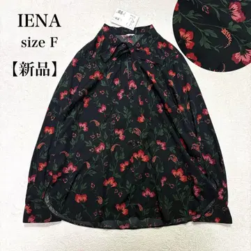 [ 새상품 ] IENA 이에나 꽃무늬 보타이 쉬폰 블라우스 드레이프감 소재 블랙