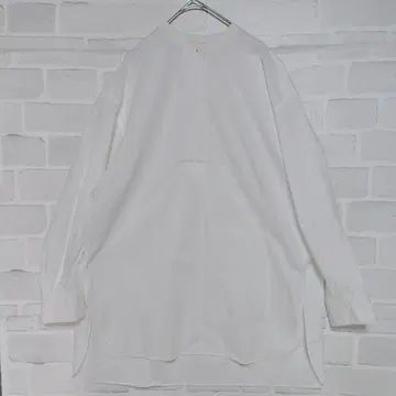 유나이티드 애로우즈 밴드 카라 셔츠 튜닉 화이트 무지 코튼 긴팔