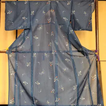 명주 다크 네이비 여름 워셔블 기모노 재고 처분!0