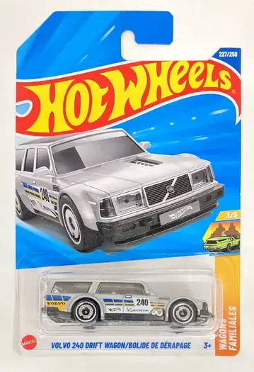 MATTEL WAGONS FAMILIALES 3/5 HOTWHEELS VOLVO 240 BRIFT WAGON/BOLIDE DE DERAPAGE/실버 #240 227/250
