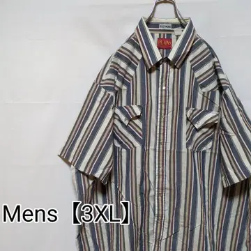 R57 [ US수입 ] PLAINS 반팔 셔츠 [ 남성용 3XL상당 ] 스트라이프