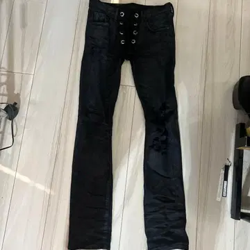 if풍 코팅 레이스업 데님