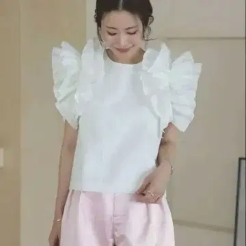 Meraki 개더 프릴 소매/블라우스/어깨 프릴