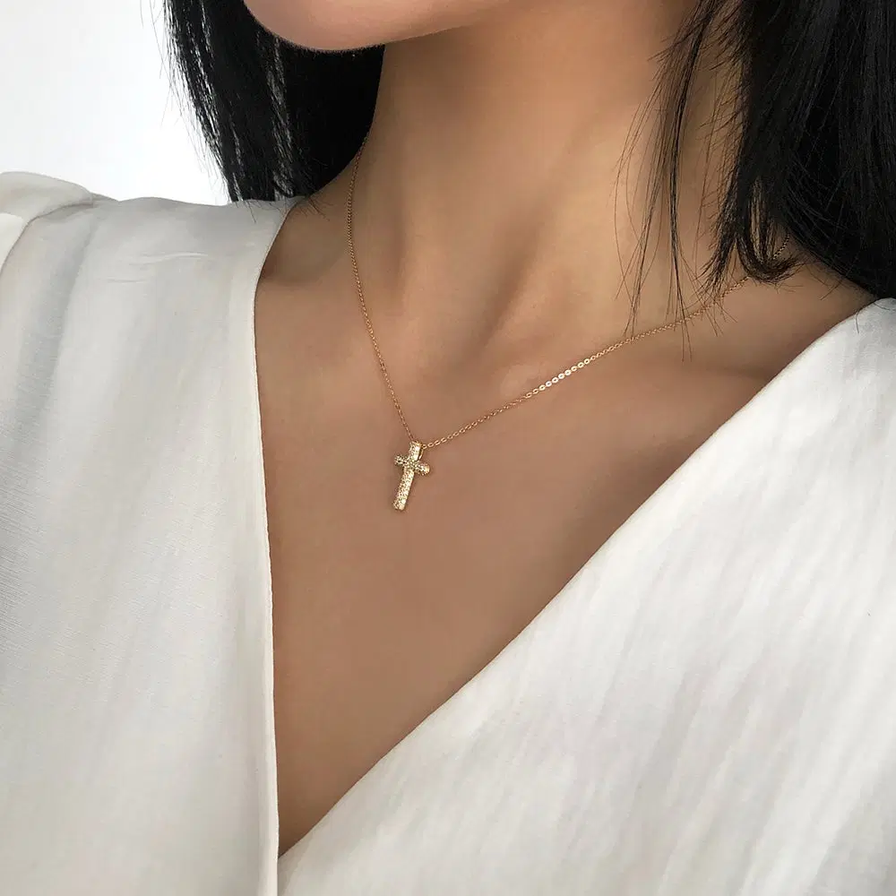 14k 18k 볼륨 통통 큐빅 목걸이(중 사이즈)