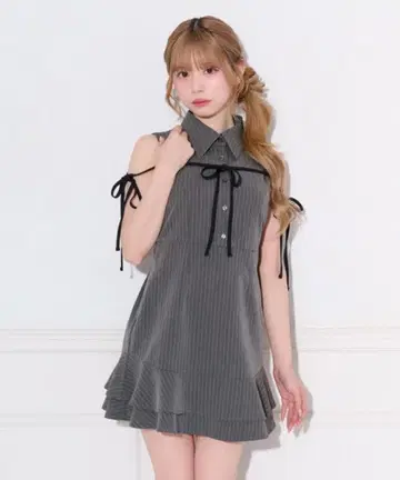 apresjour 리본 디자인 슬리브리스 미니 원피스