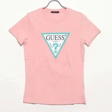 GUESS 컬러 트라이앵글 로고 크루넥 반팔 T셔츠 M