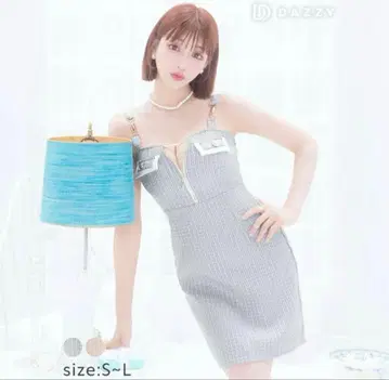 dazzy 프론트 지퍼 트위드 미니 드레스 S