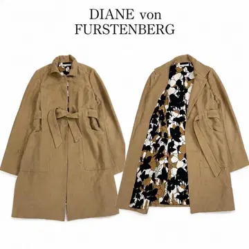 Y220 M DVF 리본 올 패턴 A라인 깔끔한 롱 코트 여성용