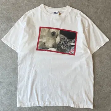 00s SPCA 고양이 개 애니멀 티셔츠 빈티지 구제 의류 고양이 개 동물