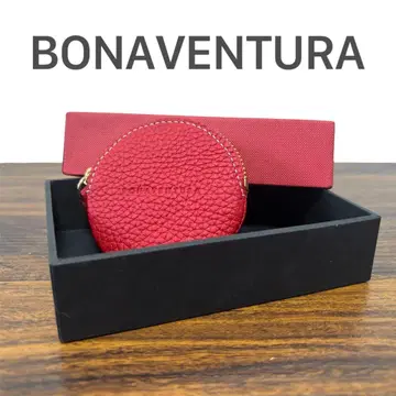 BONAVENTURA 코인 케이스 슈링크 가죽 주름 가죽 라운드 레드