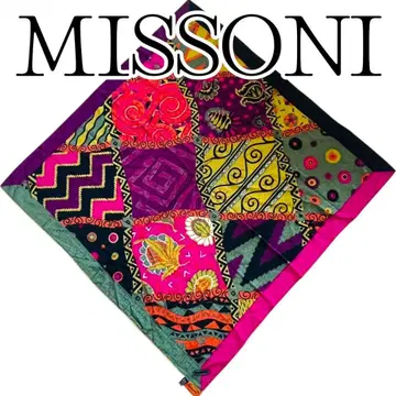 [ 새상품급 ] MISSONI 대형 스카프 실크 100% 기하학 패턴 복합 패턴