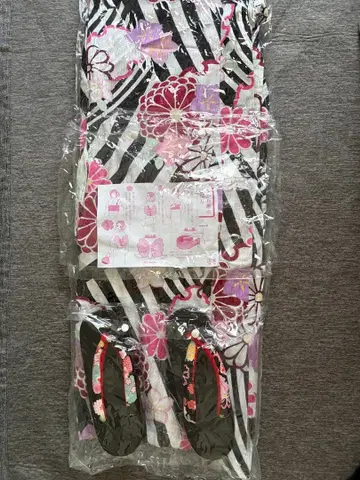 유카타 일본 나막신 2세트 스트라이프 국화 패턴