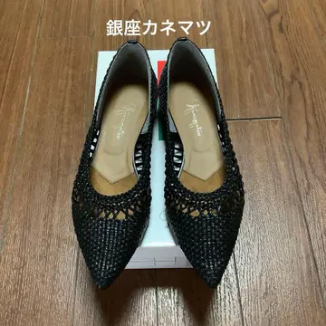 긴자 카네마츠 플랫슈즈 블랙