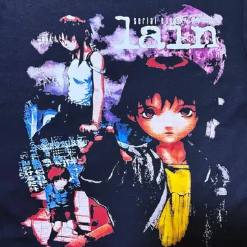 serial experiments lain 티셔츠 XL 블랙 애니메이션