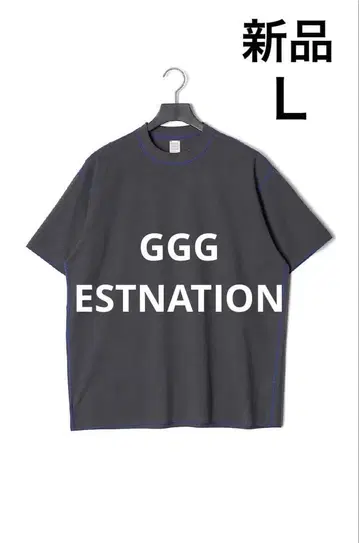새상품 GGG ESTNATION 반팔 티셔츠 컬러 스티치 그레이 L