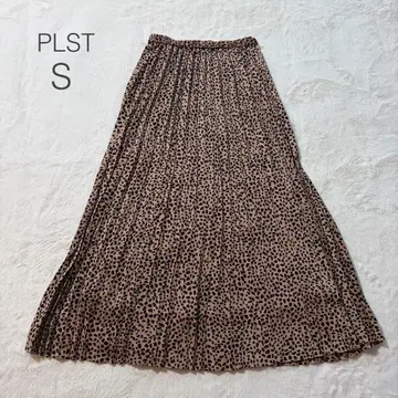 [ PLST ] 플리츠 스커트 S 베이지 애니멀 무늬 롱 기장