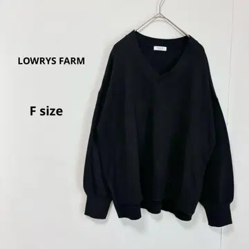 LOWRYS FARM V넥 니트 F 블랙 긴팔 사이드 슬릿