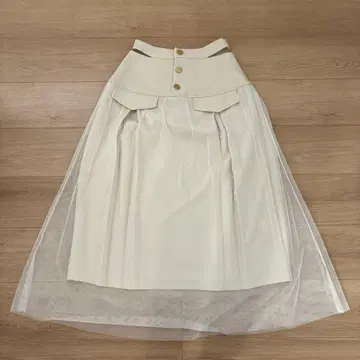 ECREL 튤 레이어드 플레어 스커트 아이보리 F