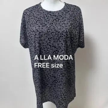 1000 꽃무늬 튜닉 반팔 그레이 블랙 루즈한 사이즈