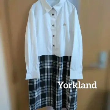 요크랜드 셔츠 원피스 체크 긴팔