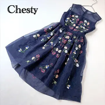 Chesty 체스티 플라워 오간자 원피스 꽃무늬 자수 롱 기장
