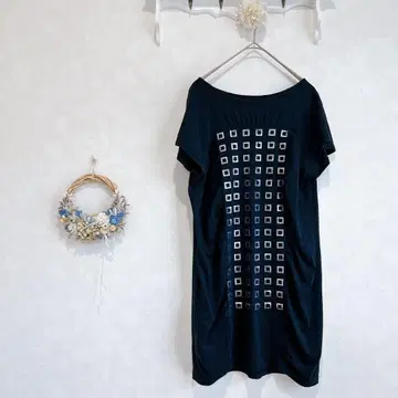 HIROKO BIS 티셔츠 롱 기장 튜닉 블랙 면