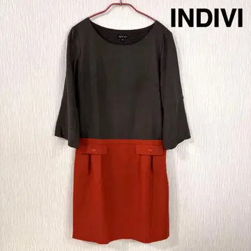 INDIVI 인디비 도킹 원피스 울 혼방 절개 사이즈 38 (M)