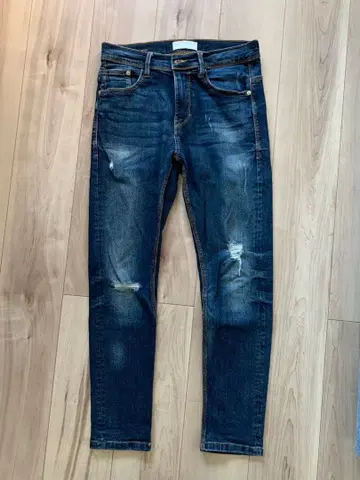 ZARA 스키니 데님 데미지 가공 블루