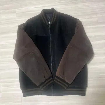 VINTAGE LEATHER 천연 가죽 오버 사이즈 패치워크 블루종
