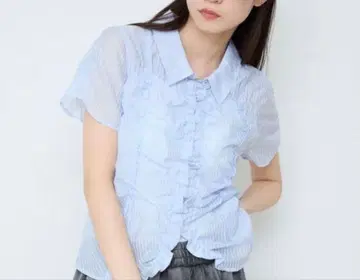 시어 자카드 셔링 셔츠 SS 지나시스 미사용 새상품 이번 시즌 신상