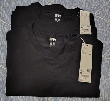 드라이 EX 크루넥 T 남성용 블랙 UNIQLO U XL 2장 세트
